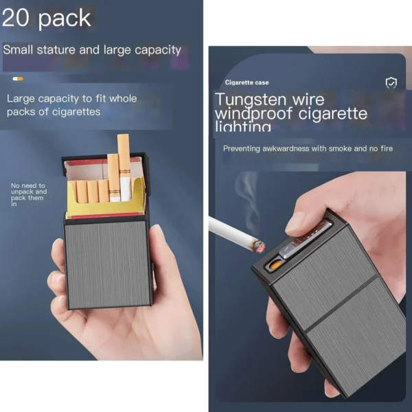 Cigarette Case Dispenser with Heater Lighter– Rechargeable with Micro USB Cable - Image 7