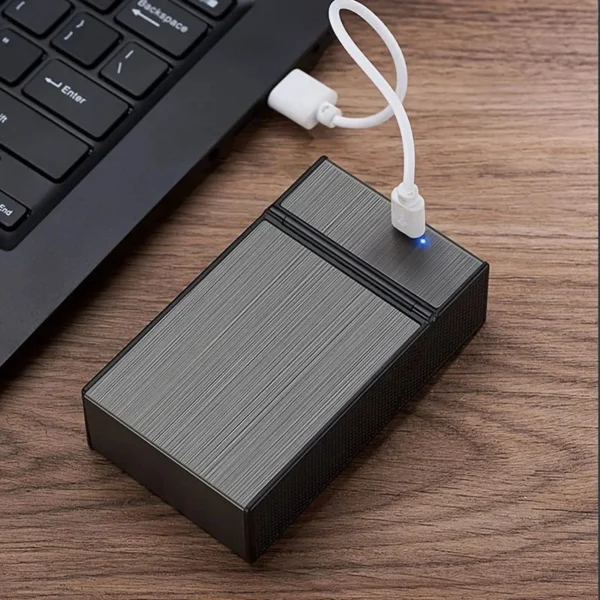 Cigarette Case Dispenser with Heater Lighter– Rechargeable with Micro USB Cable - Image 4