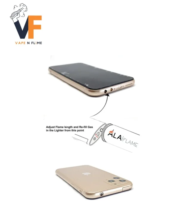IPhone Shape Refillable Flame Lighter with Flash Light - Image 3