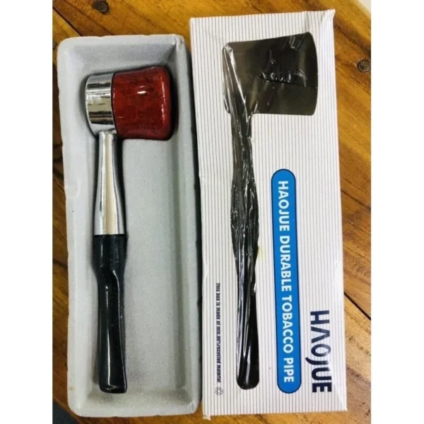 HAOJUE HG-683 Classic Tobacco Pipe Slim– Durable Resin Smoking Pipe with Filter (Black & Red) - Image 3